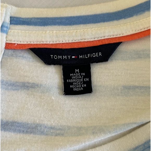 Tommy Hilfiger Striped Pullover Mini Dress Side Pockets Drawstring Waist Medium - Picture 6 of 9